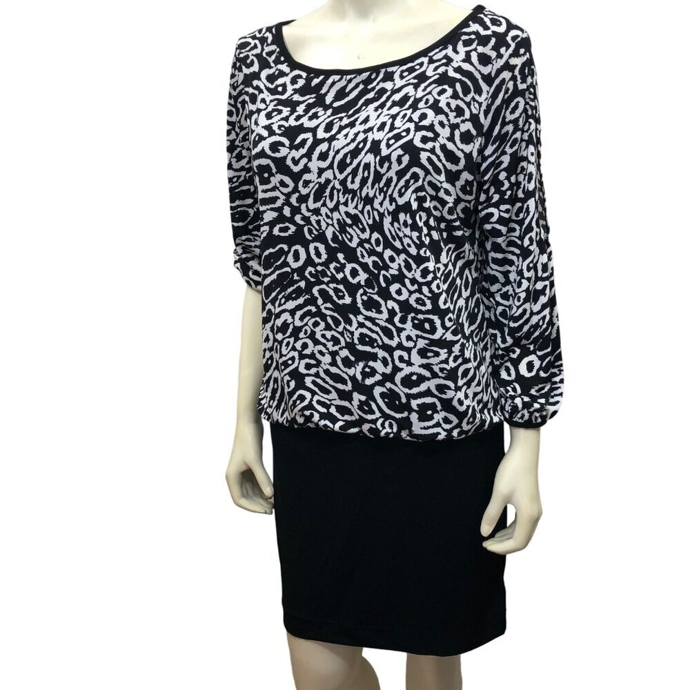 NICOLE BY NICOLE MILLER 3/4 slit SLEEVE DRESS Lg
